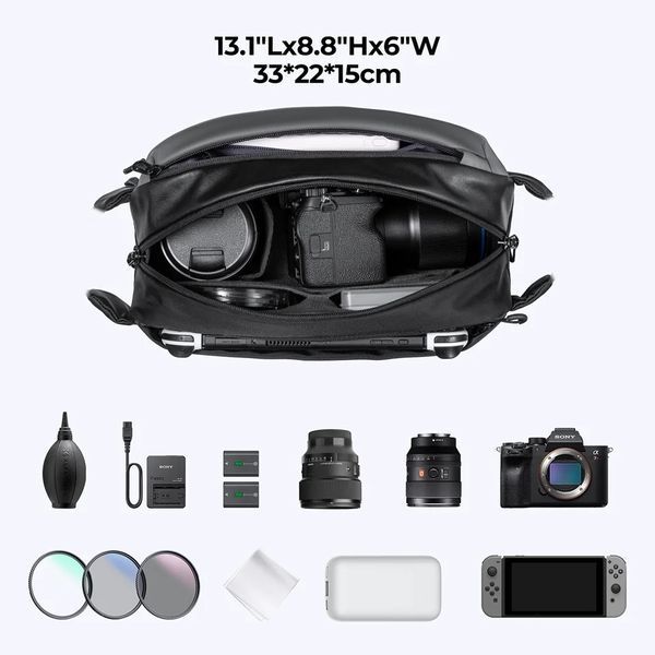 Портативна водонепроникна сумка на одне плече для фотоапарата K&F Concept Alpha Camera Sling Bag 10л Grey KF13.157V2 фото