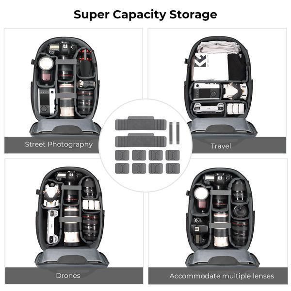 Профессиональный легкий рюкзак для фоткамеры, ноутбука, штатива K&F Concept Beta Backpack 22L Black (KF13.158) KF13.158 фото