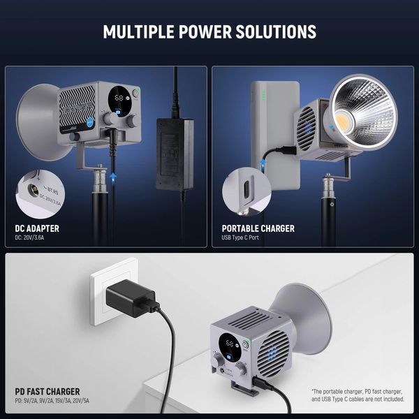 Портативный двухцветный студийный мини видеосвет NEEWER HS60B 60W Bi-Color LED Video Light (2700-6500K, APP ко 10104113 фото