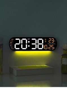 Світлодіодний настінний годинник із атмосферним світлом, зміною кольору, температурою, датою, дисплеєм тижня, електронним будильни 140206 фото