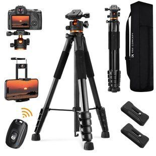 Легкий штатив K&F Concept S255A3+BH-36 для фотоаппаратов, смартфонов с пультом ДУ, высота 1,9м, грузоподъемность 8кг (KF09.157) KF09.157 фото