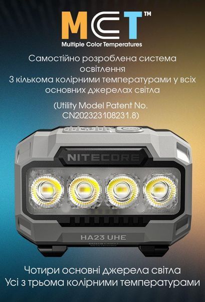 Налобный фонарь Nitecore HA23 UHE, черный (UHE LED 3000, 4500, 6500К, 3*ААА, 600Лм, 132м) 010226.1 фото