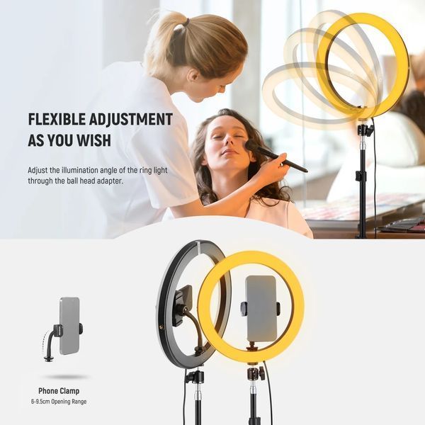 Кольцевая двухцветная студийная лампа для блоггера Neewer RH12B 24Вт 2900-7000К 30,5см со штативом 180см 10104139 фото