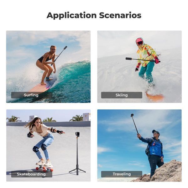 Розсувний штатив - селфі палиця K&F Concept MS21 для спортивної камери Insta360 GoPro та адаптером GoPro 120см (KF09.141) KF09.141 фото